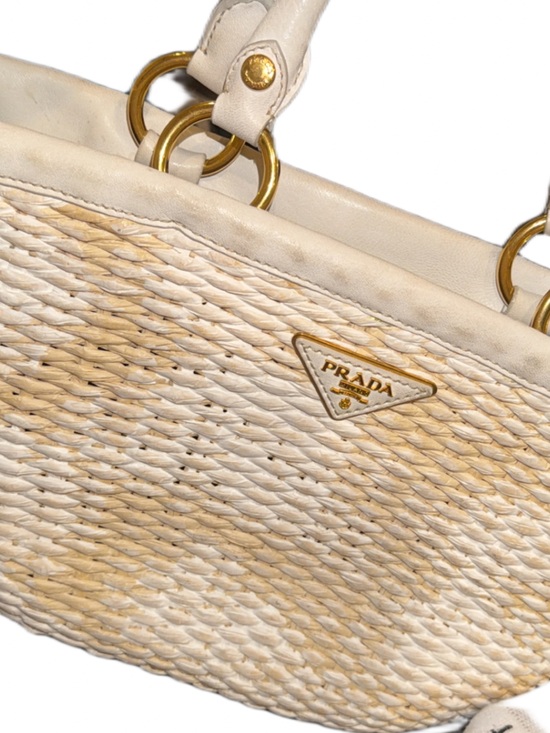 Prada Handbags - Prada Paglia Cuoio Tote Bag